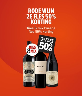 Kies en mix je favoriete rode wijn: nu 2e fles halve prijs